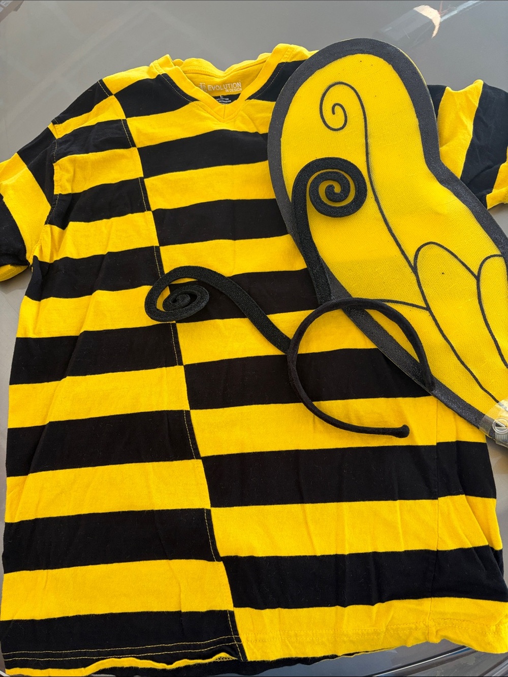 Adult Bumblebee Dress-Up Tee with Wings - Yellow & Black